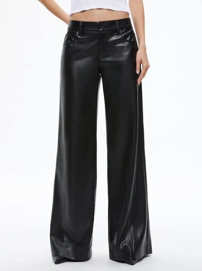 TRISH VEGAN LEATHER WIDE LEG PANT